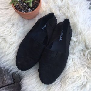 Soda black canvas slip ons size 8.5